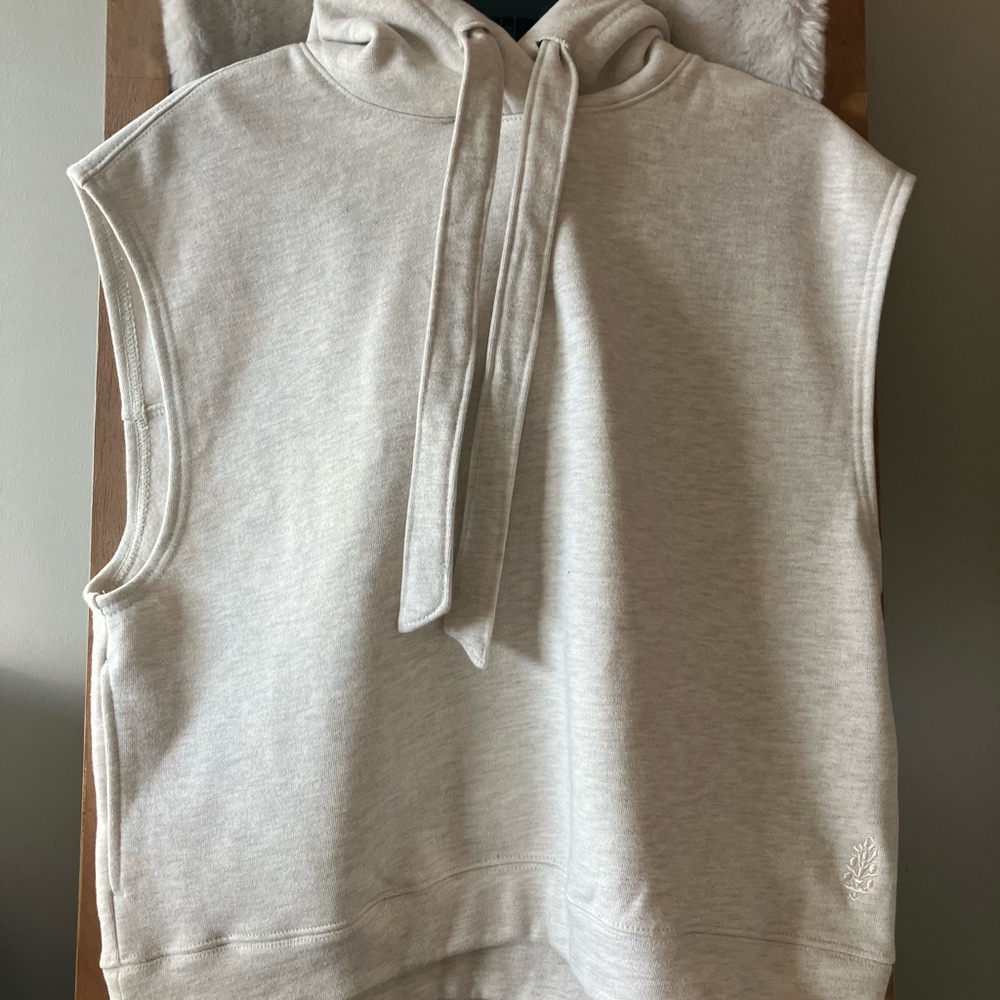 FP Movement by Free People Cream Sleeveless Hoodie Vest
